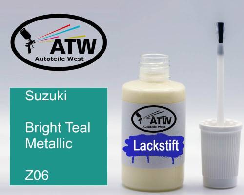 Suzuki, Bright Teal Metallic, Z06: 20ml Lackstift, von ATW Autoteile West.